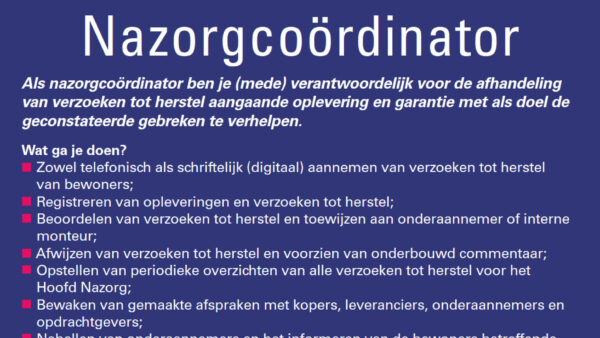 Vacature Nazorgcoördinator